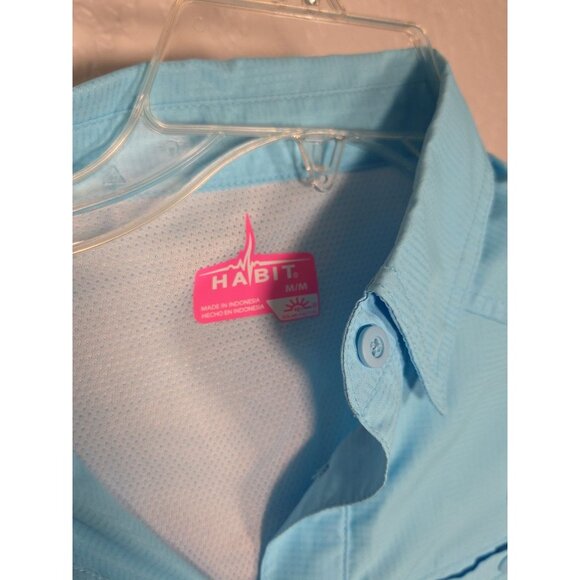 Habit UPF 40+ Fishing Shirt  Medium Blue Vented Short Sleeve Button Down - Picture 2 of 6